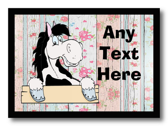 Piebald Horse Floral Personalised Computer Mousemat