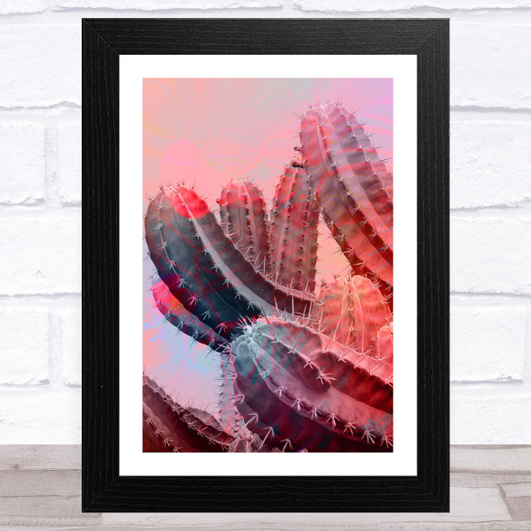 Blue Pink Cactus Abstract Wall Art Print