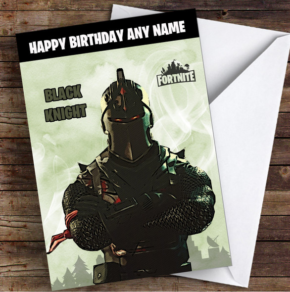 Black Knight Gaming Comic Style Kids Fortnite Skin Children's Personalised Birthday Card