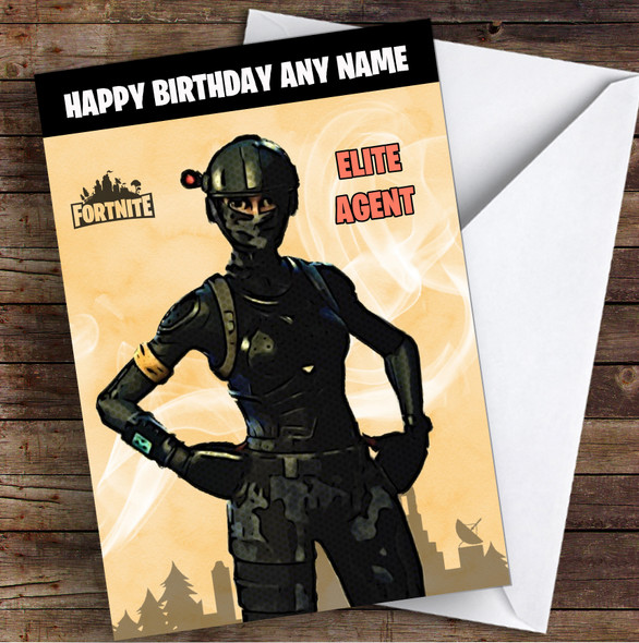 Elite Agent Gaming Comic Style Kids Fortnite Skin Children's Personalised Birthday Card