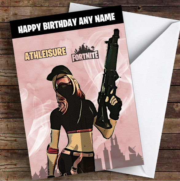 Athleisure Gaming Comic Style Kids Fortnite Skin Children's Personalised Birthday Card