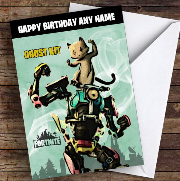 Ghost Kit Gaming Comic Style Kids Fortnite Skin Children's Personalised Birthday Card