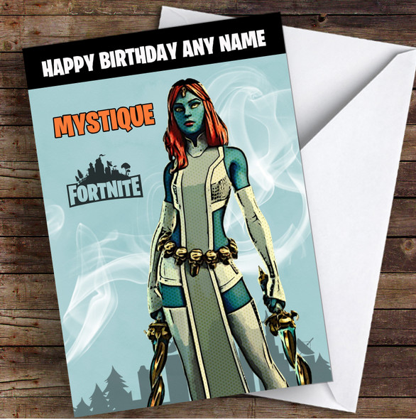 Mystique Gaming Comic Style Kids Fortnite Skin Children's Personalised Birthday Card