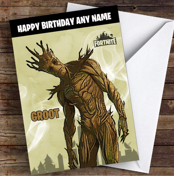 Groot Gaming Comic Style Kids Fortnite Skin Children's Personalised Birthday Card