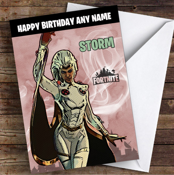Storm Gaming Comic Style Kids Fortnite Skin Children's Personalised Birthday Card