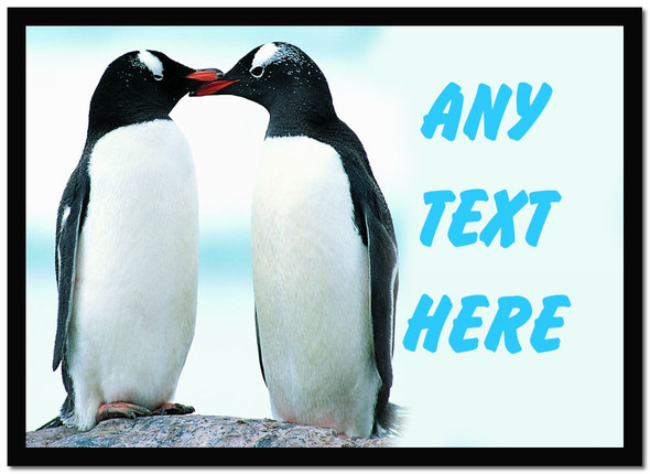 Kissing Penguins Personalised Computer Mousemat