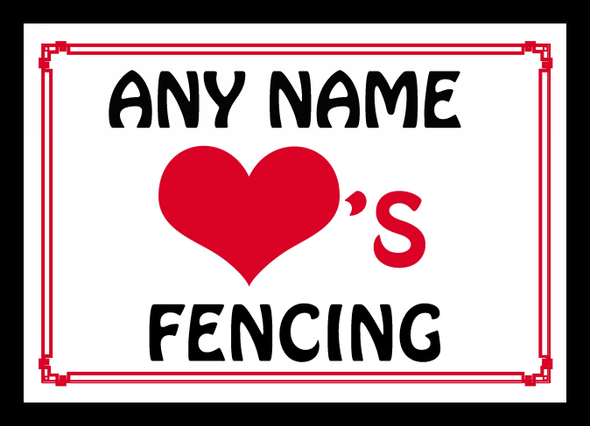 Love Heart Fencing Personalised Mousemat