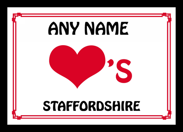Love Heart Staffordshire Personalised Mousemat