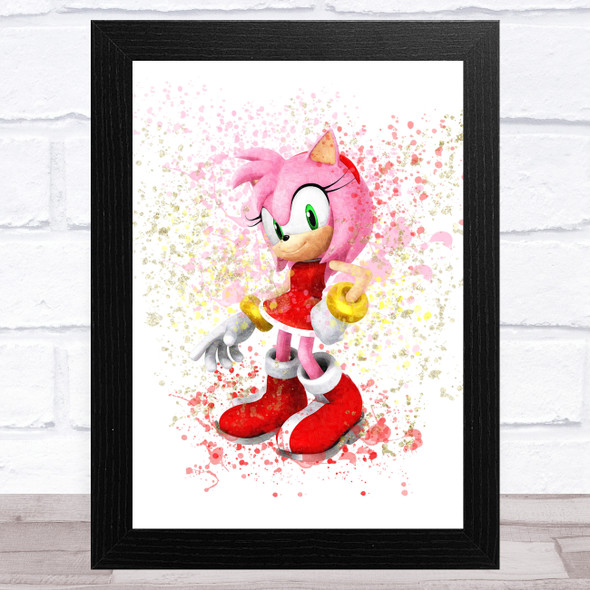 Amy Sonic The Hedgehog Splatter Art Children's Kids Wall Art Print