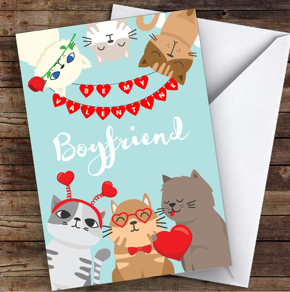 Cats & Bunting Boyfriend Personalised Valentine's Day Card
