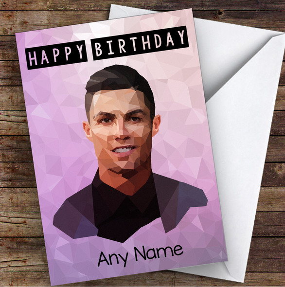 Cristiano Ronaldo Polygon Purple Celebrity Personalised Birthday Card