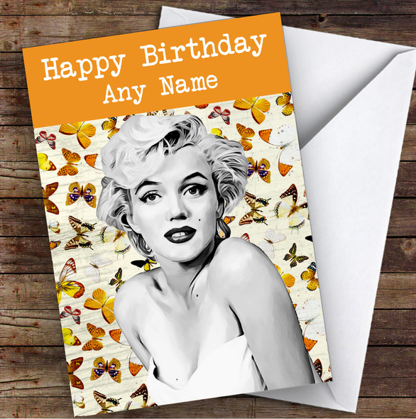 Marylin Monroe Retro Butterflies Celebrity Personalised Birthday Card