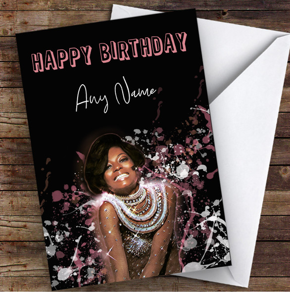 Diana Ross Splatter Art Celebrity Personalised Birthday Card