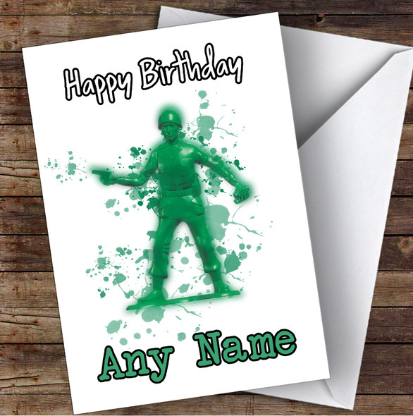 Toy Soldier Toy Story Splatter Art Children's Kids Personalised Birthday Card