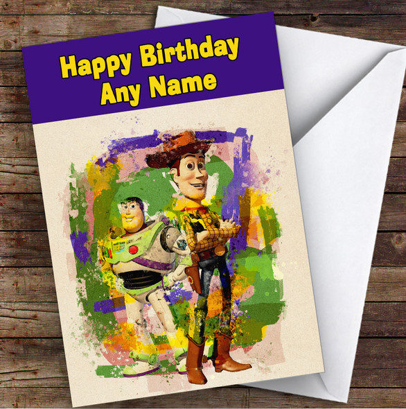 Toy Story Vintage Watercolour Children's Kids Personalised Birthday Card