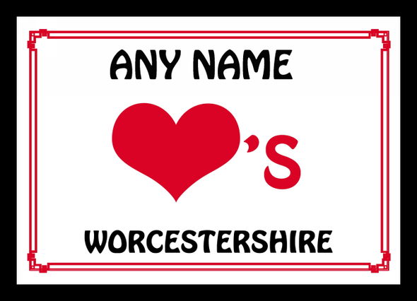 Love Heart Worcestershire Personalised Mousemat