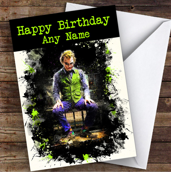 Heath Ledger Joker Splatter Children's Kids Personalised Birthday Card