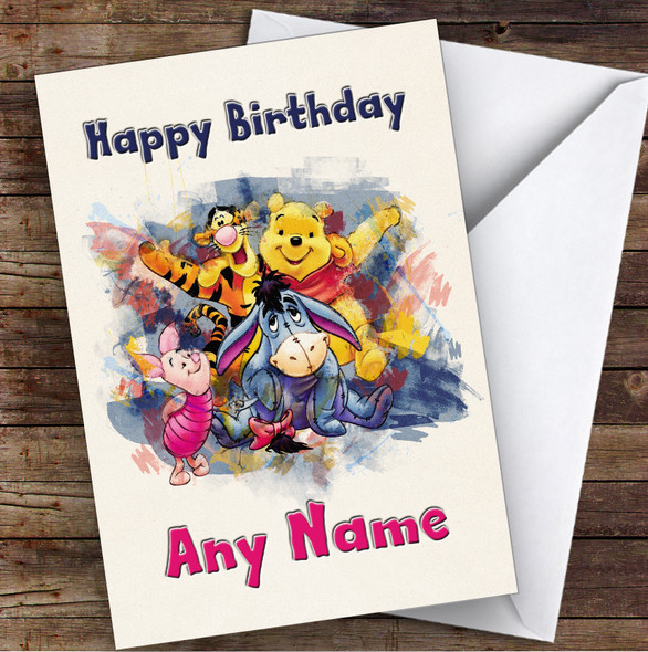 Winnie The Pooh And Friends Watercolour Children's Kids Birthday Card