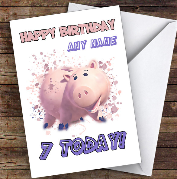 Ham Toy Story Splatter Art Children's Kids Personalised Birthday Card