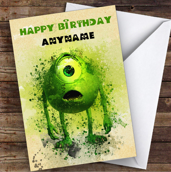 Monsters Inc Mike Wazowski Children's Kids Personalised Birthday Card