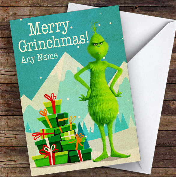 The Grinch Retro Christmas Children's Kids Personalised Birthday Card