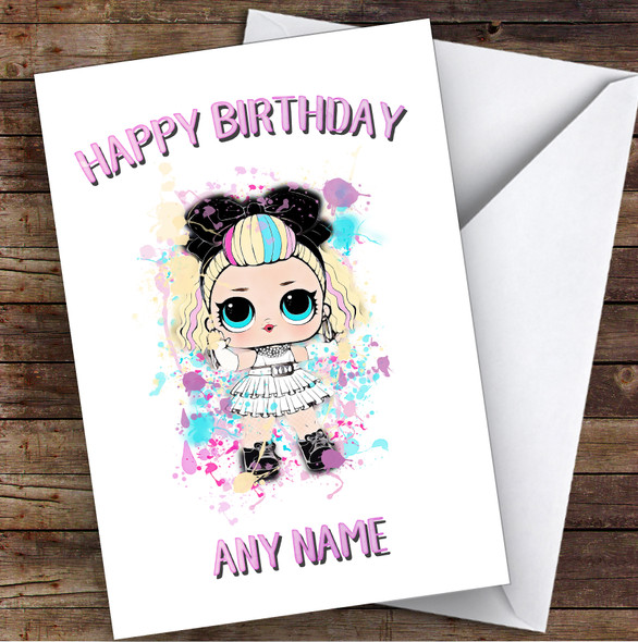 80's Bb Surprise Lol Doll Splatter Art Children's Kids Birthday Card