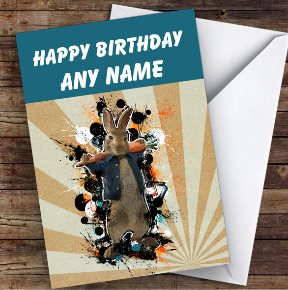 Peter Rabbit Fun Splatter Children's Kids Personalised Birthday Card