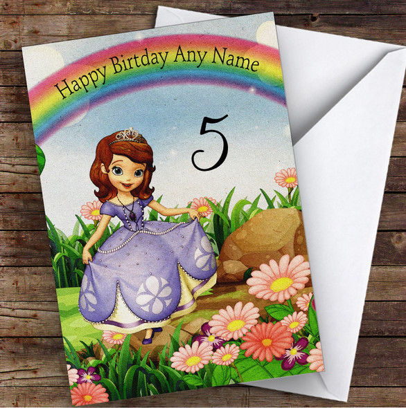 Sofia The First Vintage Children's Kids Personalised Birthday Card