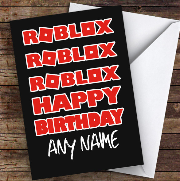 Roblox Red Logo Repeat Children's Kids Personalised Birthday Card