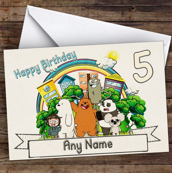 We Bare Bears Retro Children's Kids Personalised Birthday Card