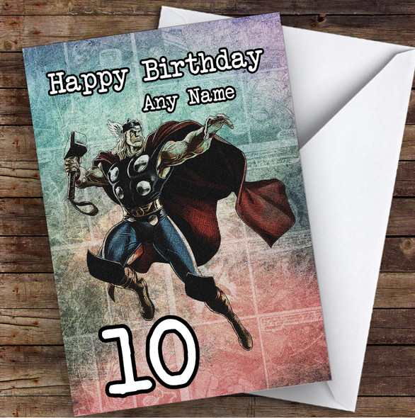 Thor Grunge Style Children's Kids Personalised Birthday Card