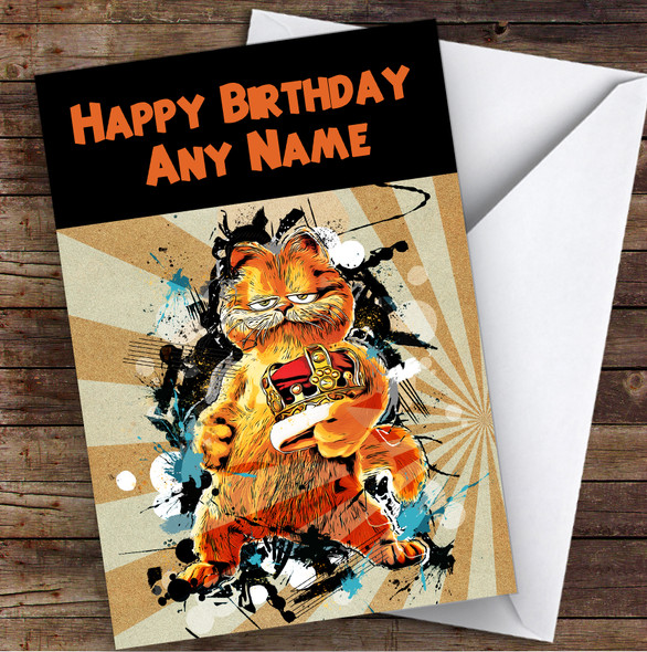 Garfield Retro Children's Kids Personalised Birthday Card