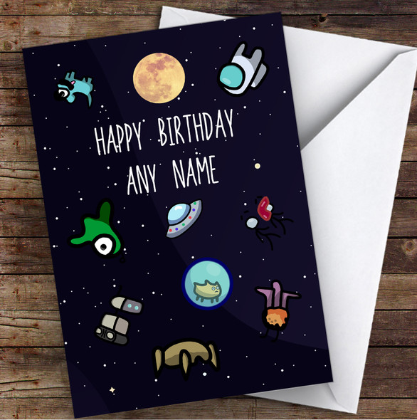 Among Us Pets Children's Kids Personalised Birthday Card