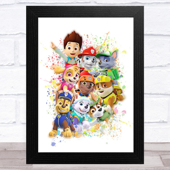 Paw Patrol All The Pups Splatter Art Children's Kid's Wall Art Print