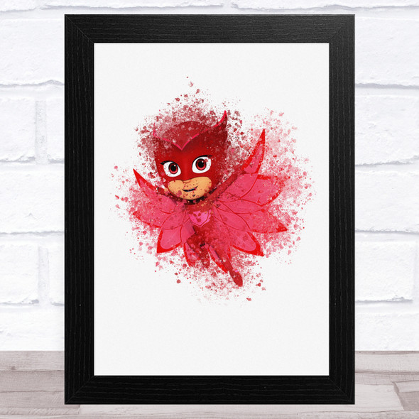 P Mask Owlette Watercolour Splatter Children's Kid's Wall Art Print