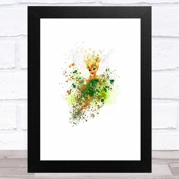 Tinker Bell Watercolour Splatter Children's Kid's Wall Art Print