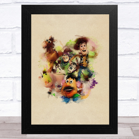 Toy Story Watercolour Vintage Children's Kid's Wall Art Print