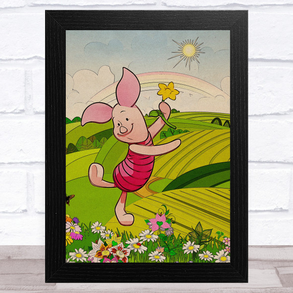 Piglet Winnie The Pooh Retro Children's Kid's Wall Art Print