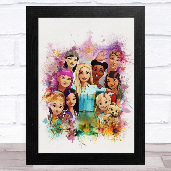 Barbie Watercolour Splatter Children's Kid's Wall Art Print