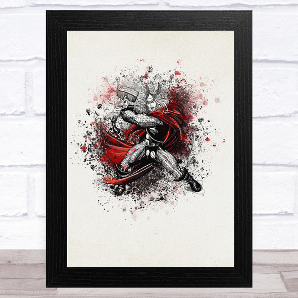 Thor Watercolour Splatter Children's Kid's Wall Art Print