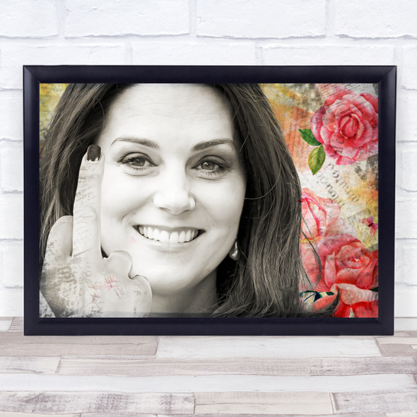 Kate Middleton Funny Middle Floral Pale Finger Icon Wall Art Print