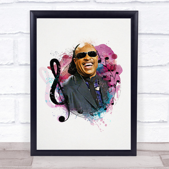 Stevie Wonder Watercolour Splatter Music Notes Wall Art Print