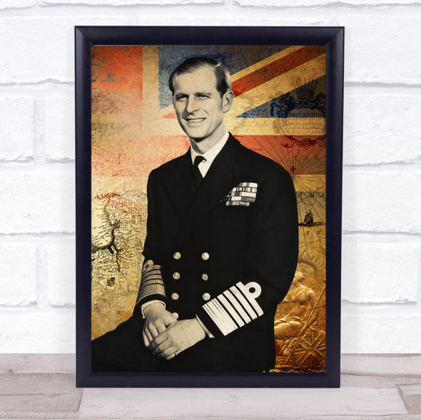 Prince Philip Young Union Jack Flag Vintage Wall Art Print