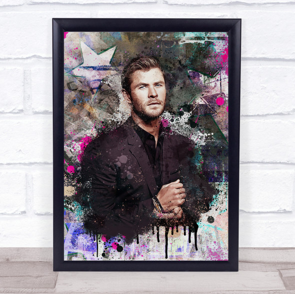 Chris Hemsworth Watercolour Splatter Drip Wall Art Print