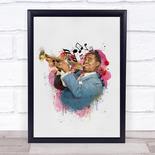 Louis Armstrong Watercolour Splatter Drip Wall Art Print