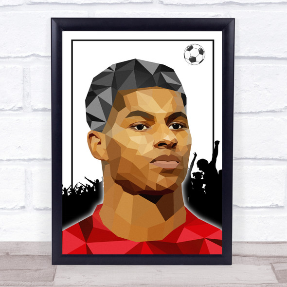 Marcus Rashford Polygon Football & Crowd Wall Art Print