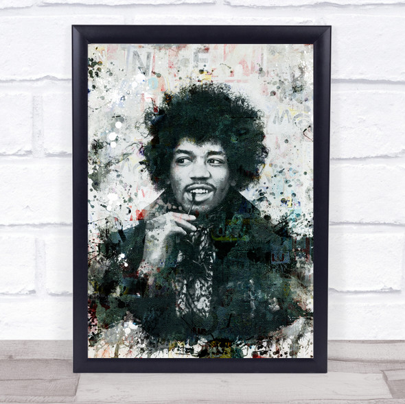 Jimi Hendrix Grunge Splatter Wall Art Print