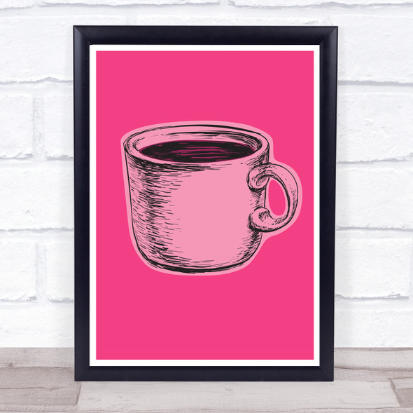 Coffee Cup Pop Art Pink Wall Art Print