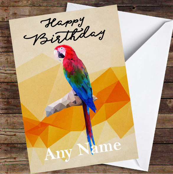 Parrot Polygon Simple Personalised Birthday Card