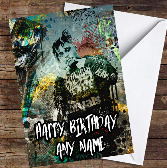 Juice Wrld Rapper Iconic Grunge Graffiti Personalised Birthday Card